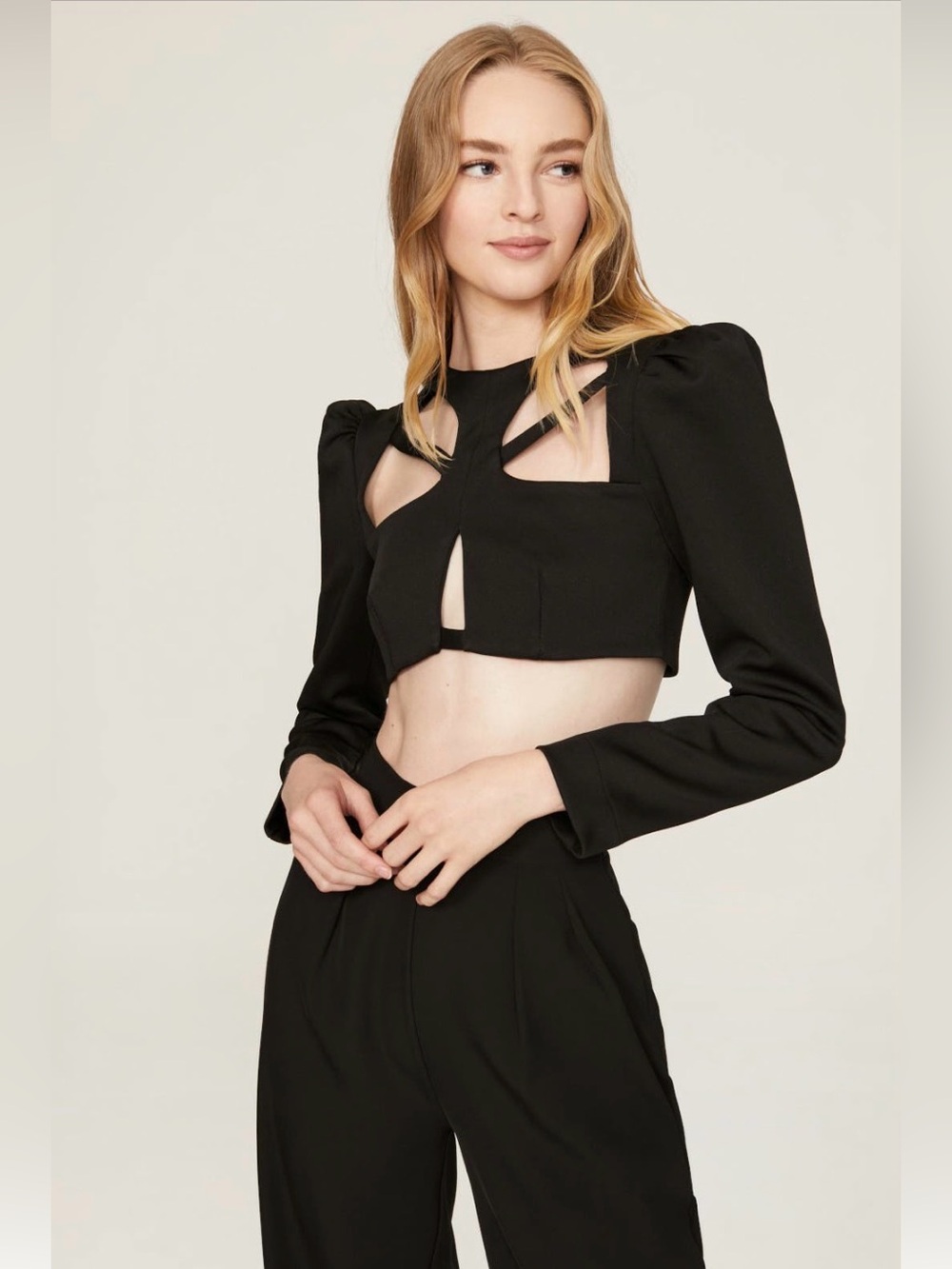 PatBo Asterisk Cropped Black Cutout Top 2